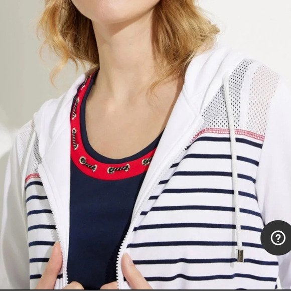 Orly size Large Embroidered Striped Hooded Sweater Style 605-11 - Picture 3 of 11